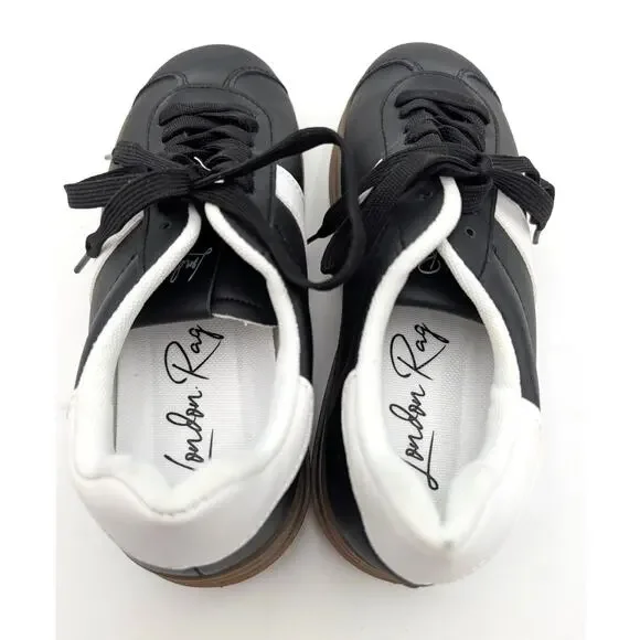 London Rag Knockout Faux Leather Sneakers Shoes Women's Black Size US8 EU39 - Picture 7 of 16
